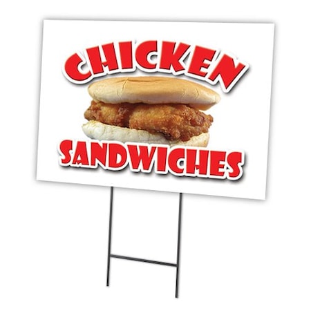 Signmission Chicken Sandwiches Yard Sign & Stake outdoor plastic coroplast window, C-1216-DS-Chicken Sandwiches C-1216-DS-Chicken Sandwiches